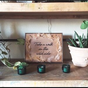 Handmade art with feathers floating frame 11x14